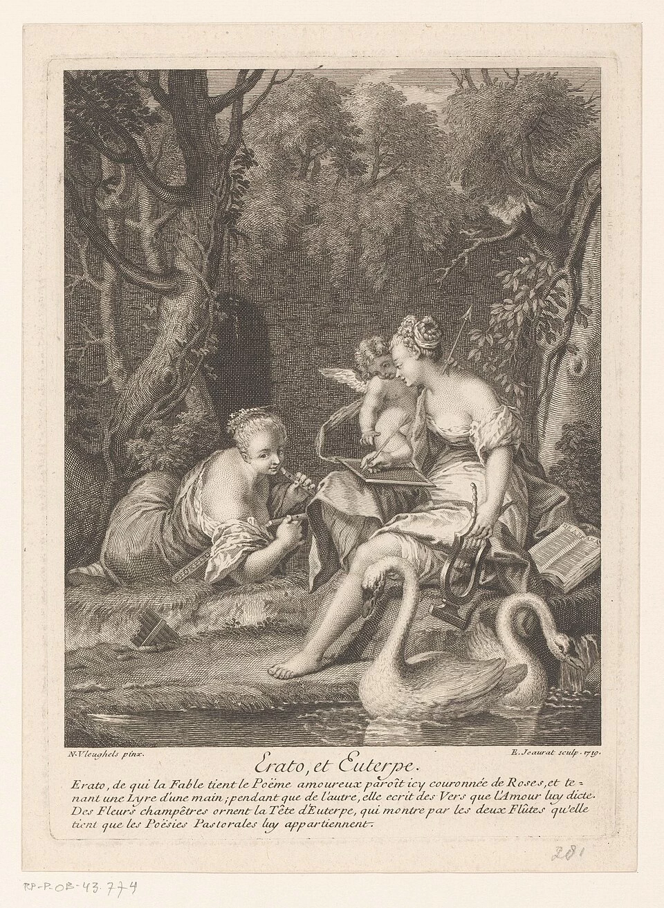 44-Erato ed Euterpe con Cupido e una coppia di cigni